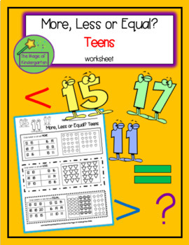 Preview of More, Less or Equal? Teens (Worksheet & Easel Assessment)