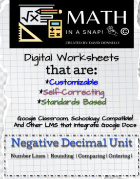 Preview of More Negative Decimals-Comparing Order.. Editable Interactive & Instant Feedback