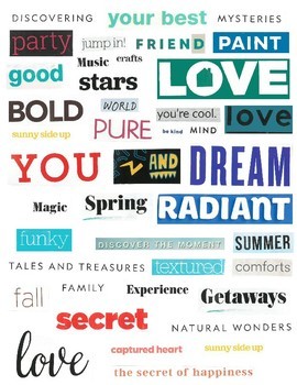 More Positive Magazine Cutouts- Found Words (Set #2) by Art is Basic
