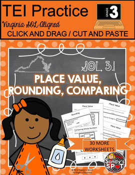 Preview of WHOLE NUMBER PLACE VALUE COMPARE ROUND 30 MORE WORKSHEETS VASOL 3.1