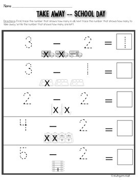 Subtraction Worksheets Kindergarten 0-5 by Kindergarten Kiosk | TpT