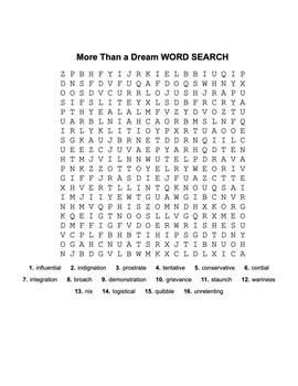 More Than a Dream﻿ WORD SEARCH by Curt's Journey | TPT