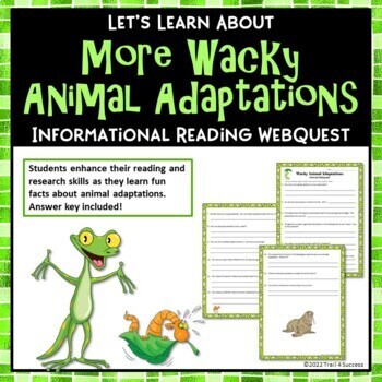 Preview of More Wacky Animal Adaptations Webquest Internet Scavenger Hunt Worksheets