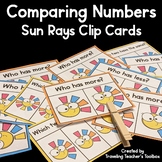 More or Less 1-10 Clip Cards Summer Sun Rays