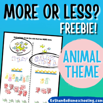 Preview of More or Less? Activity Pages for Pre-k | Animal Theme | Comparing Quantities