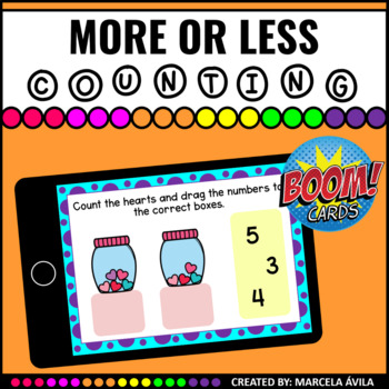 Preview of More or Less Counting to 10 Boom Cards™ Distance Learning Math
