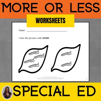 Preview of Math Cut and Paste Worksheets More or Less with Pictures