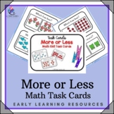 More or Less Math Skill Task Cards  - Autism Speech ESL SPED