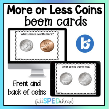 Preview of More or Less Money US Coins Boom™ Cards Activity