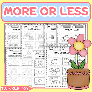Preview of More or Less Numbers 1 to 20 Worksheets| Number Sense | Spring Theme