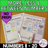 More Less or Between Cut and Paste Worksheets | Comparing 