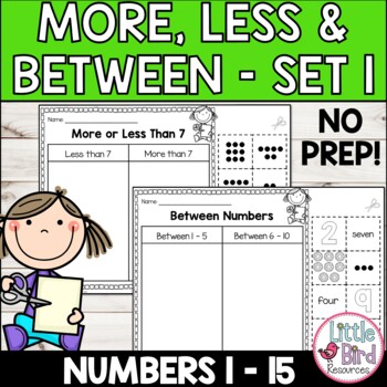 Preview of More or Less Worksheets Set 1 | More Than Less Than & Between Numbers