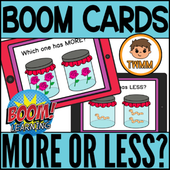 Preview of More or Less? l Comparing Objects l Basic Concepts Math Boom Cards