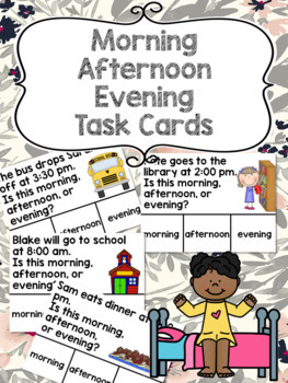 Preview of Morning/Afternoon/Evening Time Task Cards