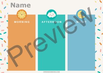 Preview of Morning, Afternoon, and Night Visual Schedule for Kids (Horizontal) - With Tasks