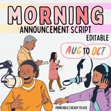 Morning Announcements Scripts |August, Sept, October | Red
