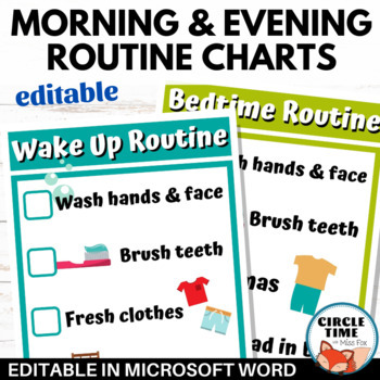 Preview of Morning & Bedtime Routine Checklist, Visual Schedule Home, Autism, Special Needs