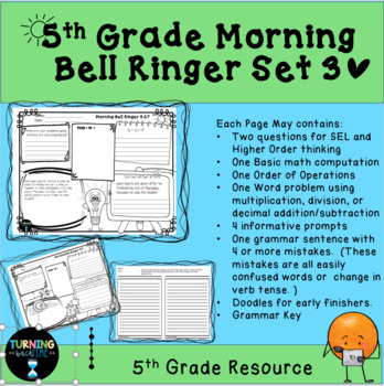 Preview of Morning Bell Ringers Set 3 (Grammar, Word Problems, SEL, Informative Writing)