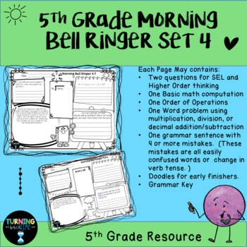 Preview of Morning Bell Ringers Set 4 (Grammar, Word Problems, SEL, Informative Writing)