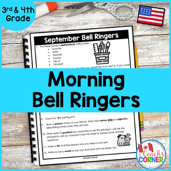 Preview of Morning Bell Ringers for 3rd and 4th Grade:  Full Year