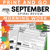 Second Grade No Prep Spiral Review Morning Work September