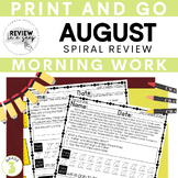 Third Grade No Prep Spiral Review Morning Work August