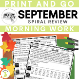 Third Grade No Prep Spiral Review Morning Work September