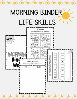 Preview of Morning Binder for Special Education - Editable components
