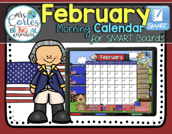 Preview of Morning Calendar For SMART Board - February (President's Day)