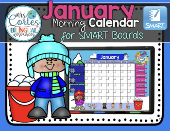 Preview of Morning Calendar For SMART Board - January (Winter)