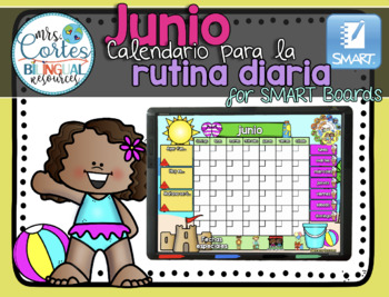 Preview of Morning Calendar For SMART Board - Junio (Verano)