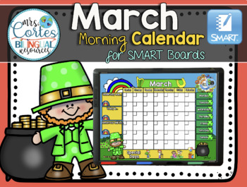 Preview of Morning Calendar For SMART Board - March (St. Patrick's Day)