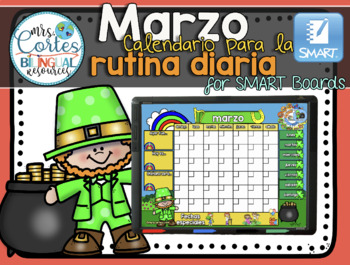 Preview of Morning Calendar For SMART Board - Marzo (Día de San Patricio)