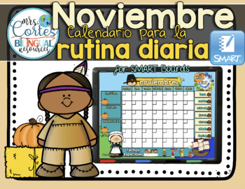 Preview of Morning Calendar For SMART Board - Noviembre (Acción de Gracias)