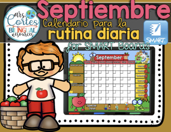 Preview of Morning Calendar For SMART Board - Septiembre (Manzanas)