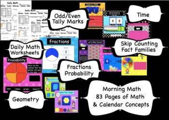 Preview of Calendar Math for the Entire Year - SMARTBoard 83 Page Common Core Aligned