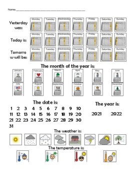 Preview of Morning Calendar Worksheet
