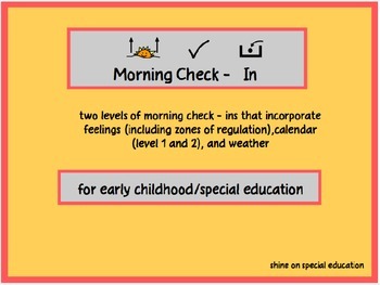 Preview of Morning Check In - Adapted Visuals for Special Education