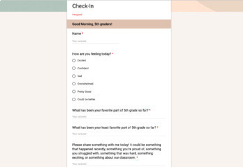 Morning Check-In (Google Forms) by Fifth With Ms J | TpT