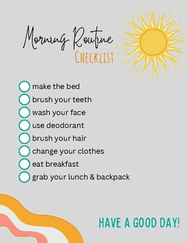 Morning Checklist by Leah Cavender | TPT