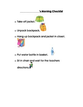 Preview of Morning Checklist for Students