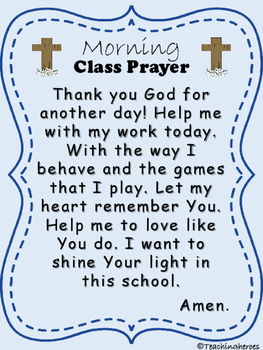 Morning Class Prayer by TeachingHeroes | Teachers Pay Teachers