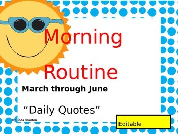 Preview of Morning Routine for Spring - Classroom Organization