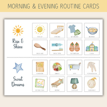 Preview of Morning & Evening Routine Cards & Charts for Home Use