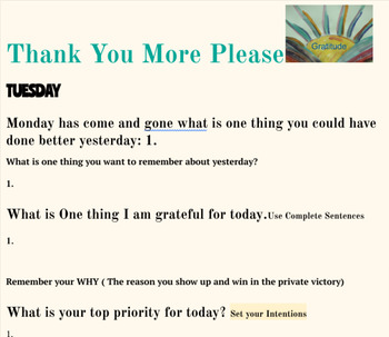 Preview of Morning Gratitude Journal BellWork