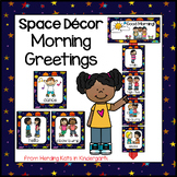 Morning Greeting Choices with Blue Outer Space Backgrounds