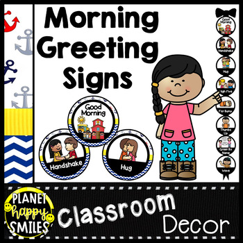 Preview of Morning Greeting or Saying Good-Bye Signs Nautical Theme