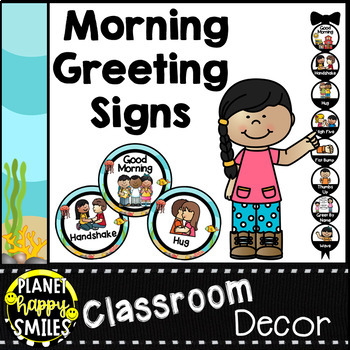 Preview of 30+ Morning Greeting Choices or Saying Good-Bye Signs Ocean Theme