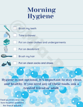 Preview of Morning Hygiene Checklist