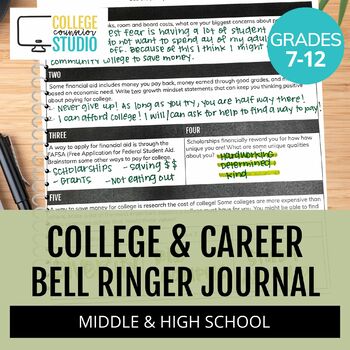 Preview of Morning Journal Work or Bell Ringer | Grades 7-12 College and Career